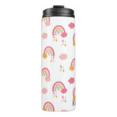 Eigen naam Cute Boho Rainbow Naadless Pattern Thermosbeker (Voorkant)
