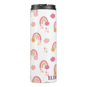 Eigen naam Cute Boho Rainbow Naadless Pattern Thermosbeker (Achterkant)