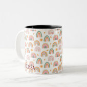 Eigen naam Cute Boho Rainbow Naadless Pattern Tweekleurige Koffiemok (Voorkant links)