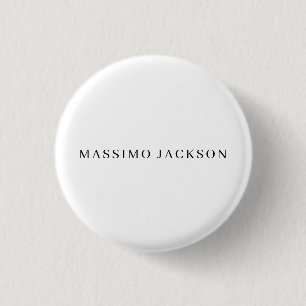 Eigen naam decoratieve chique effen eenvoudig zwar ronde button 3,2 cm