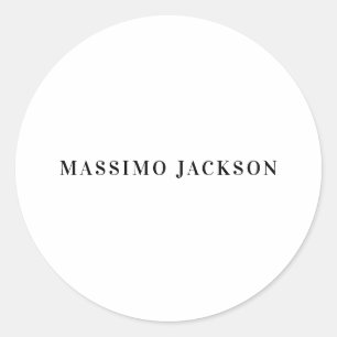 Eigen naam decoratieve minimalistische effen zwart ronde sticker