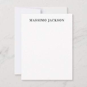 Eigen naam decoratieve minimalistische zwart wit notitiekaartje