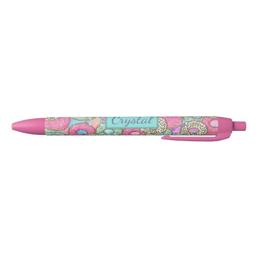 Eigen naam en kleur Stempel donuts & sprinken Zwarte Inkt Pen (Bodem)