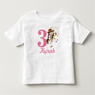 Eigen naam en leeftijd Cowgirl Birthday Kinder Shirts