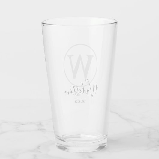 Eigen naam en monogram, ingesteld glas (Achterkant)