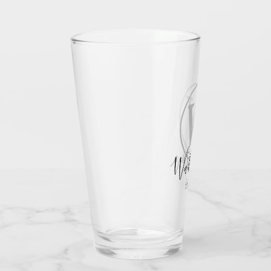 Eigen naam en monogram, ingesteld glas (Rechts)