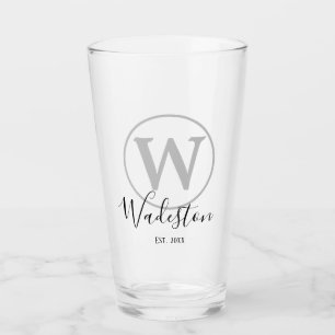 Eigen naam en monogram, ingesteld glas
