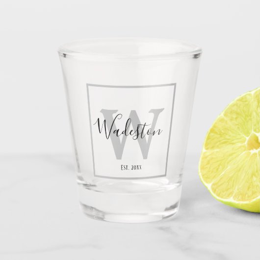 Eigen naam en monogram Vierkant model Shot Glas (Voorkant)