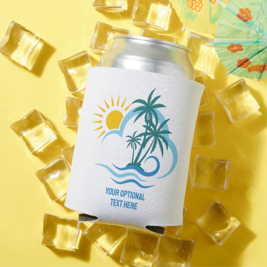 Eigen naam en tekst tropische eilanden blikjeskoeler (Insitu Zomer)