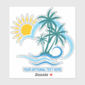 Eigen naam en tekst tropische eilanden sticker (Vel)
