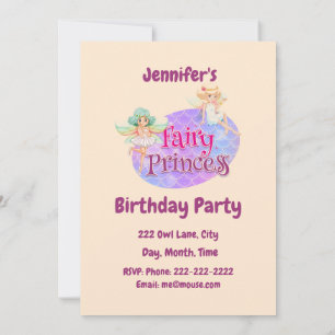 Eigen naam Fairy Princess Birthday Party Kaart