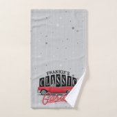 Eigen naam Faux Neon 1950 Classic Car Garage Bad Handdoek (Handdoek)