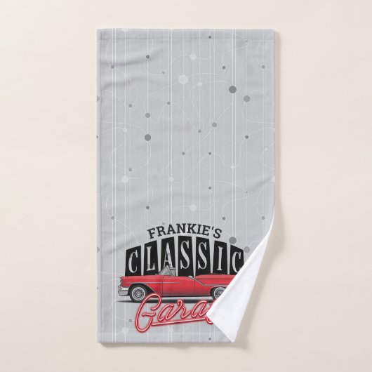 Eigen naam Faux Neon 1950 Classic Car Garage Bad Handdoek (Handdoek)