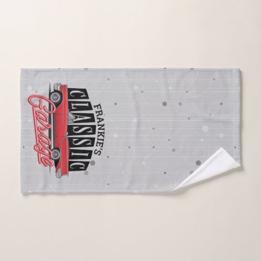 Eigen naam Faux Neon 1950 Classic Car Garage Bad Handdoek (Handdoek)
