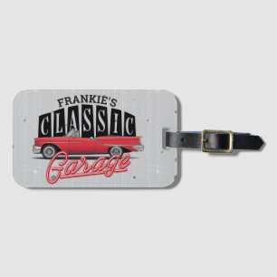 Eigen naam Faux Neon 1950 Classic Car Garage Bagagelabel