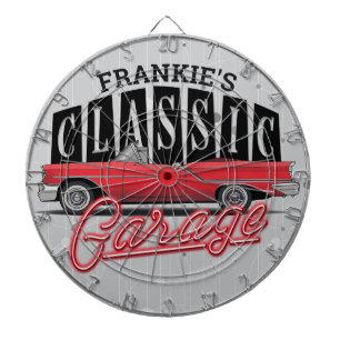 Eigen naam Faux Neon 1950 Classic Car Garage Dartbord
