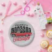 Eigen naam Faux Neon 1950 Classic Car Garage Papieren Bordje (Feest)