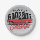 Eigen naam Faux Neon 1950 Classic Car Garage Papieren Bordje (Voorkant)