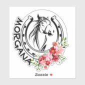 Eigen naam Floral Horse Hoefijzer Sticker (Vel)