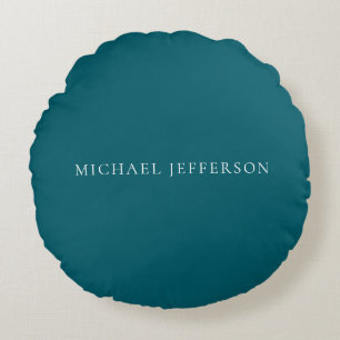 Eigen naam gewoon donker teal kleur gepersonalisee rond kussen