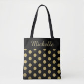 Eigen naam Gold Polka Dot Black Draagtas (Voorkant)