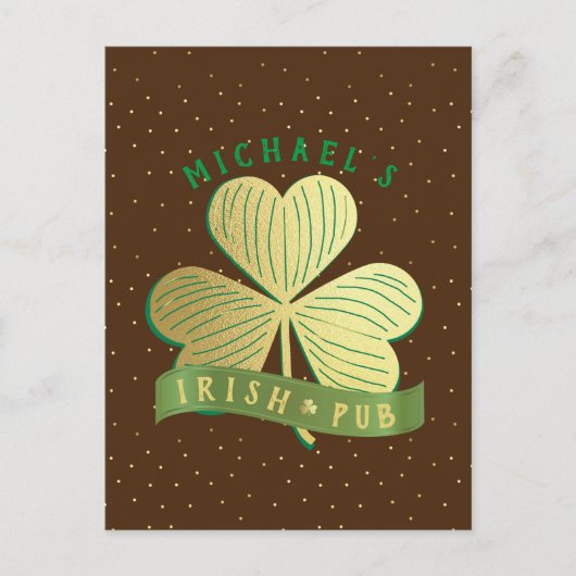 Eigen naam Gold Shamrock St Patrick's Day Briefkaart (Voorkant)