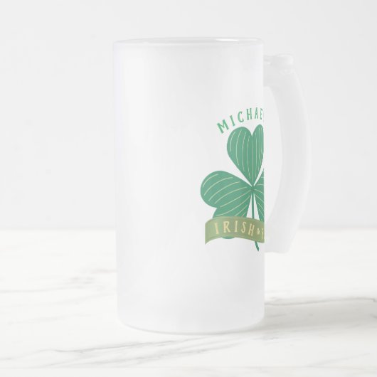 Eigen naam Gold Shamrock St Patrick's Day Matglas Bierpul (Voorkant rechts)