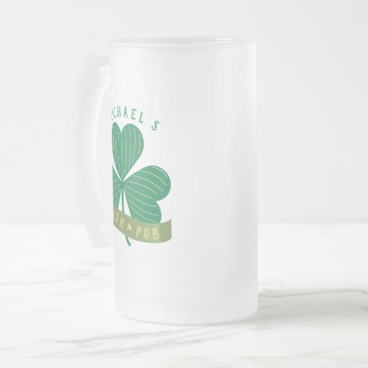 Eigen naam Gold Shamrock St Patrick's Day Matglas Bierpul (Voorkant links)