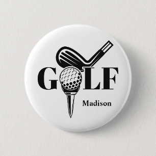 Eigen naam Golf Ronde Button 5,7 Cm