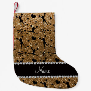 Eigen naam goudglitter cheerlead kleine kerstsok