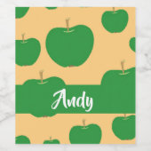 Eigen naam groene appels op sinaasappel wijn etiket (Enkel label)
