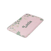 Eigen naam groene bladeren op roze badmat (Gekanteld)