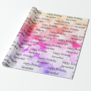 Eigen naam Happy Birthday Fun kleurrijk Bright Cadeaupapier