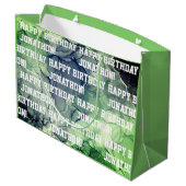 Eigen naam Happy Birthday Masculine Green Groot Cadeauzakje (Achterkant Gekanteld)