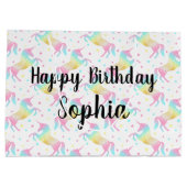 Eigen naam Happy Birthday Rainbow Unicorn Groot Cadeauzakje (Achterkant)