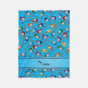 Eigen naam hemelsblauwe kleurige elektrische gitar fleece deken