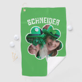 Eigen naam Ierse klaverfoto St Patricks Day Golfhanddoek (Insitu)