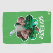 Eigen naam Ierse klaverfoto St Patricks Day Golfhanddoek (Horizontaal)