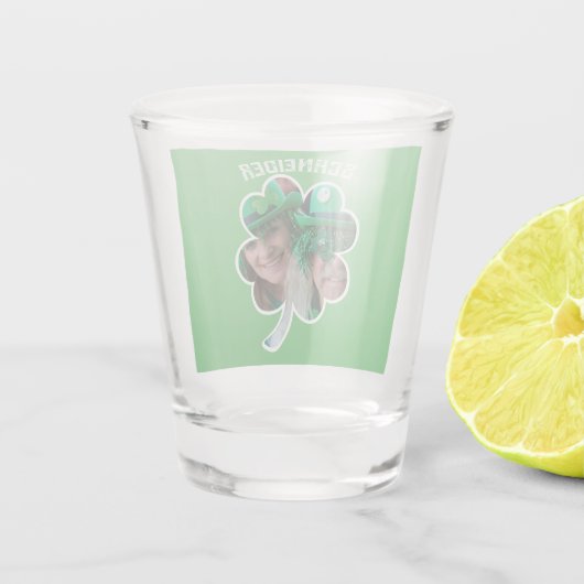 Eigen naam Ierse klaverfoto St Patricks Day Shot Glas (Achterkant)