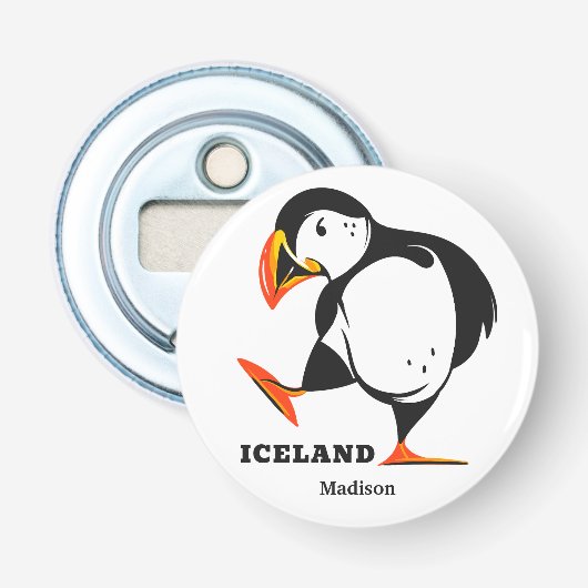 Eigen naam IJsland Button Flesopener (Voorkant)