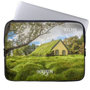 Eigen naam IJslandse Turf Church Laptop Sleeve