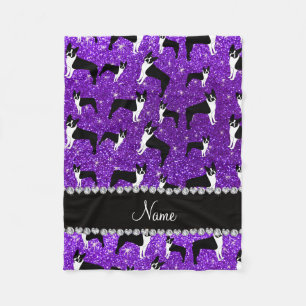 Eigen naam indigo paarse glitter boston shister fleece deken
