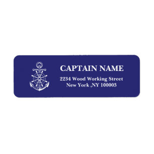 Eigen naam kapitein navy Return Address Label