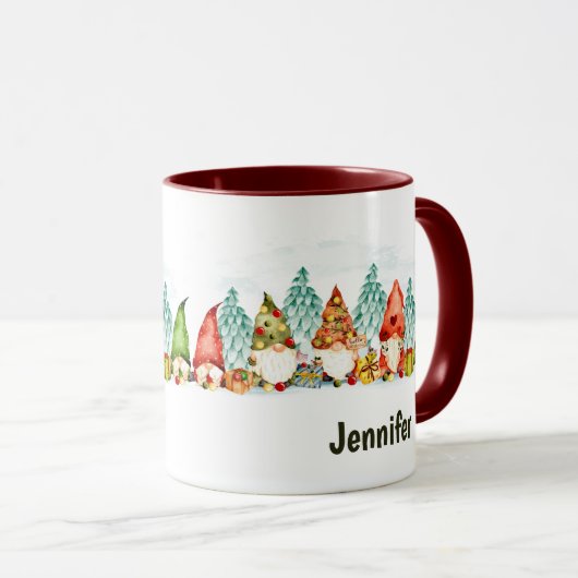 Eigen naam Kute Gnomen Waterverf Kerstmis Mok (Voorkant rechts)