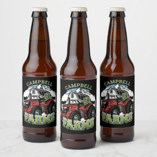 Eigen naam Landenmerk Boerderij Barn Tractor Farme Bier Etiket