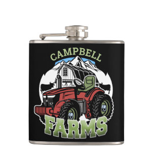 Eigen naam Landenmerk Boerderij Barn Tractor Farme Heupfles