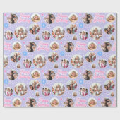 Eigen naam Leeftijd Foto Collage Birthday Star Paa Cadeaupapier (Vlak)