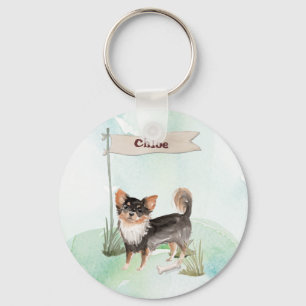 Eigen naam Long Hazard Chihuahua Pet Dog Sleutelhanger