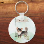 Eigen naam Long Hazard Chihuahua Pet Dog Sleutelhanger (Voorkant)