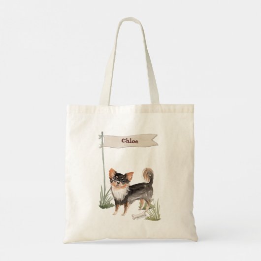 Eigen naam Long Hazard Chihuahua Pet Dog Tote Bag (Achterkant)